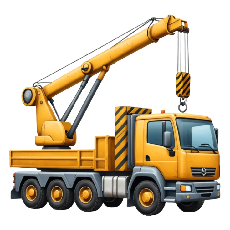 Create a crane truck with a long extendable arm lifting materials. sticker