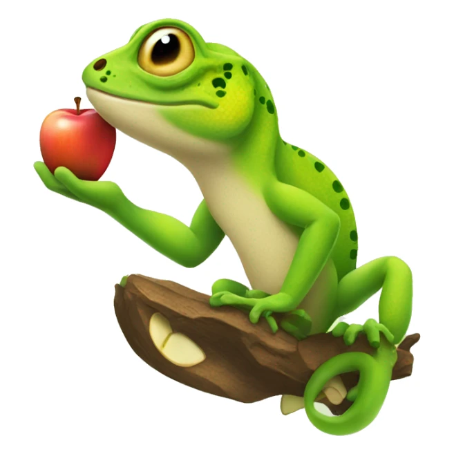 gecko with an apple sticker