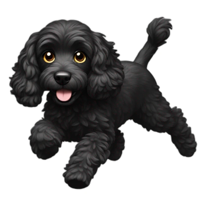 Black cockapoo running sticker