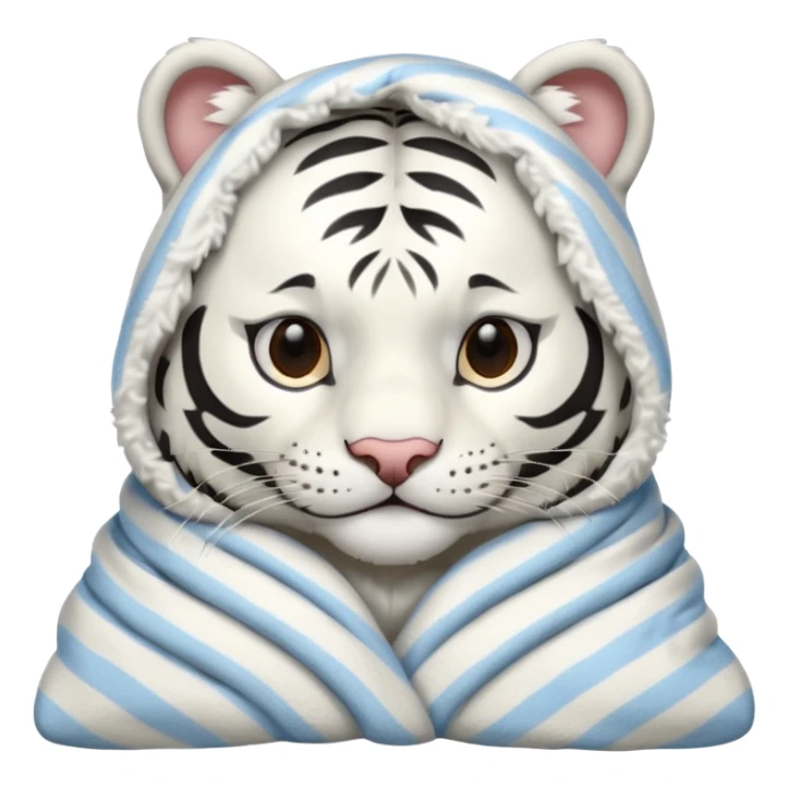 Shivering white tiger in a blanket sticker