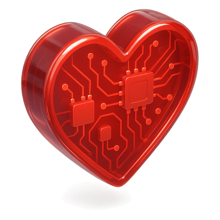 heart icon with glossy circuit style sticker
