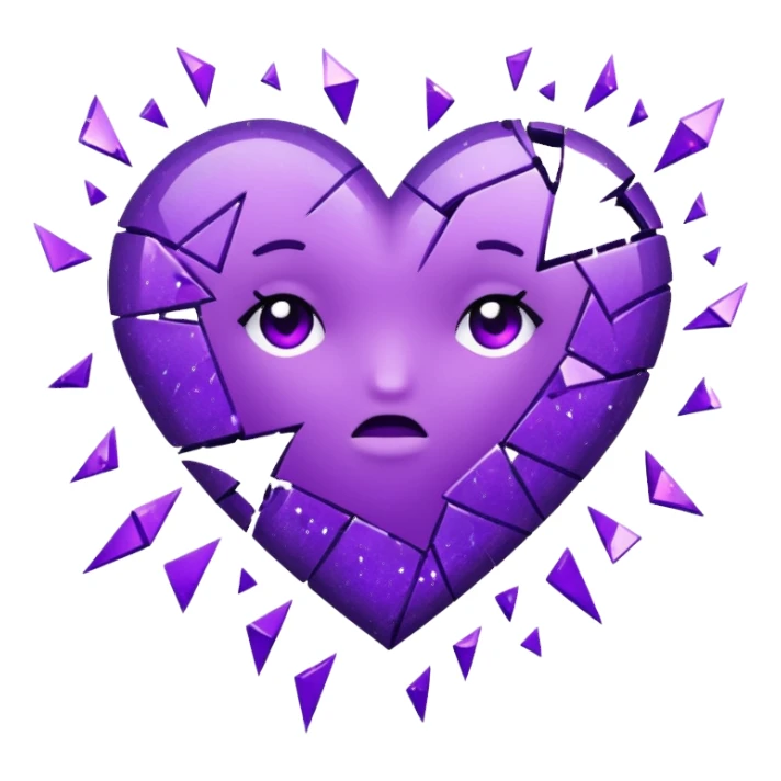 glitterpurple broken heart sticker