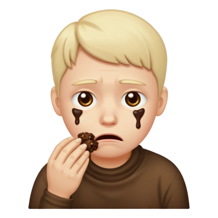 Depressed nerd eating poo sticker