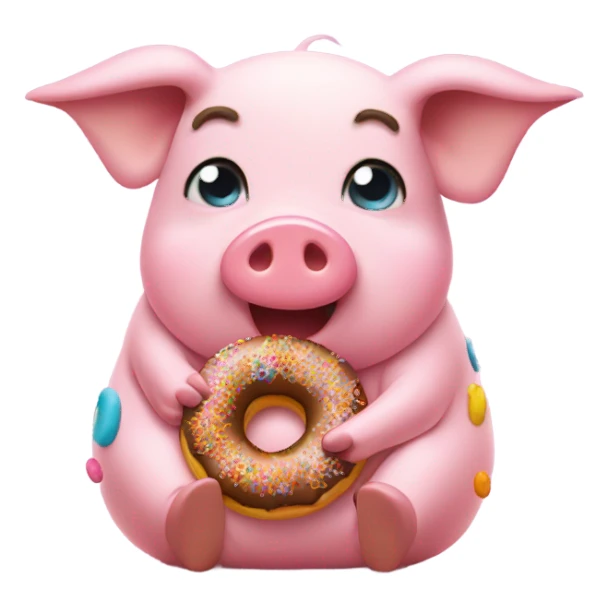Pig eating donuts  sticker