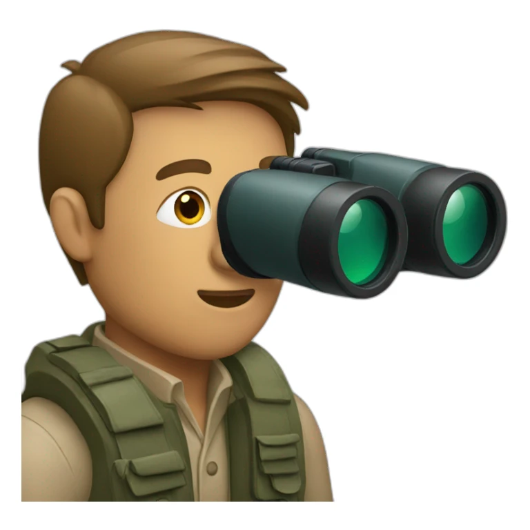 man with binoculars sticker
