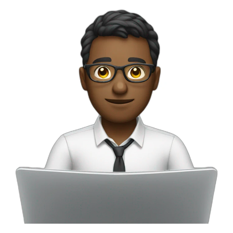 Guy in glasses working in a laptop sticker