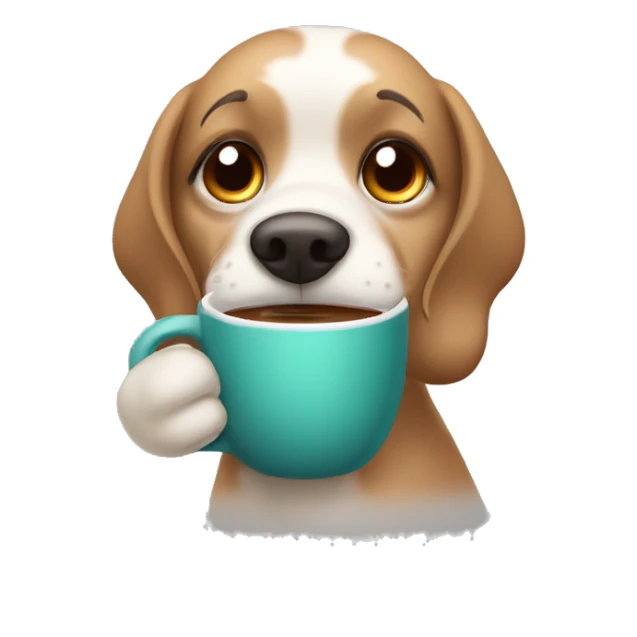 dog drinking hot coco sticker