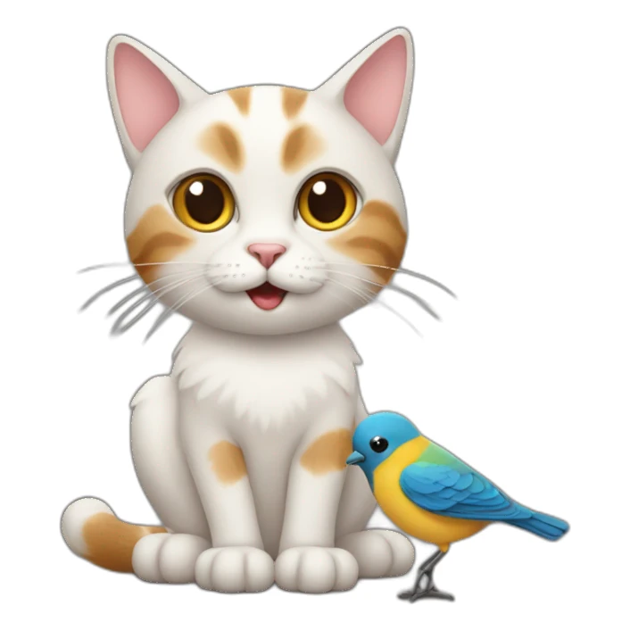 cat with bird sticker