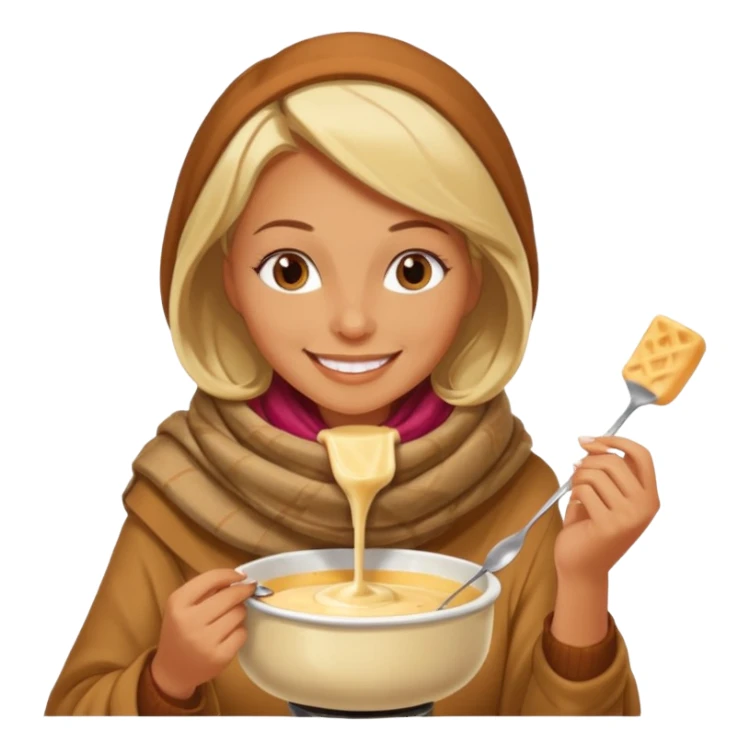 woman eating fondue sticker