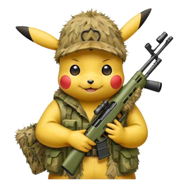 Pikachu met sniper sticker