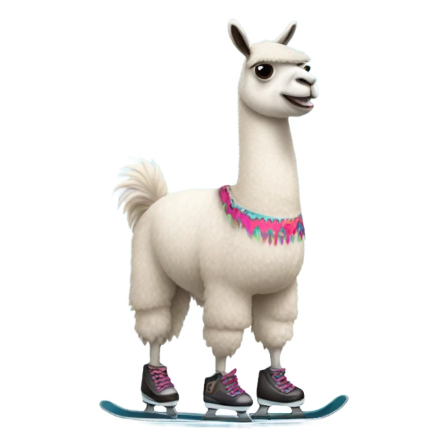 Llama on ice skates  sticker