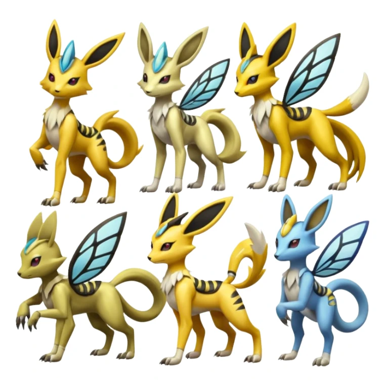 Meloetta-Zeraora-Renamon-Beedrill-Manectric-Cresselia-fusion sticker