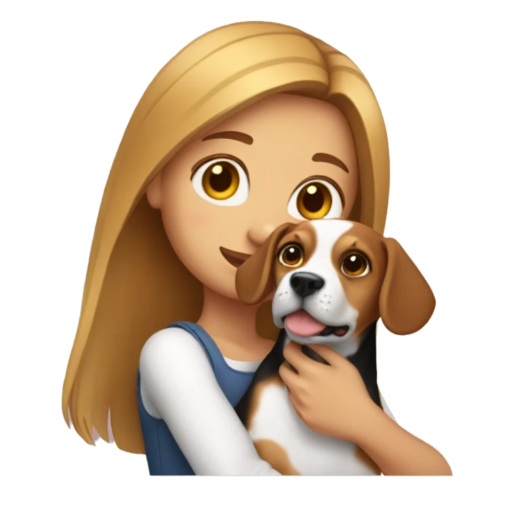 A girl holding a beagle sticker