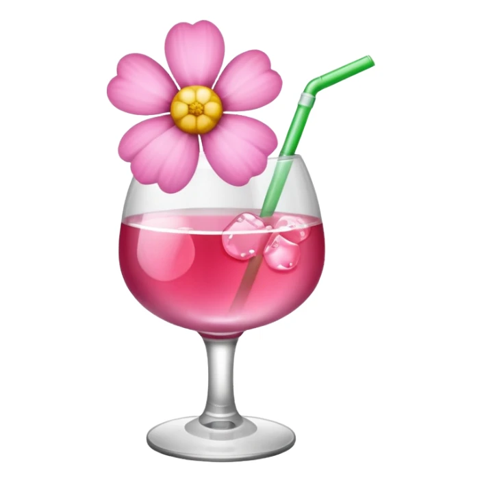 Alcohol drink with pink flower sticker