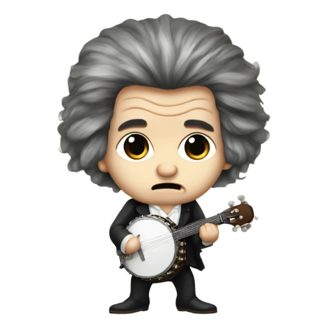 Ludwig Beethoven chibi wig standing old angry 5-string banjo sticker