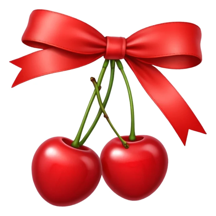 Red cherry with a red ribbon bow sticker