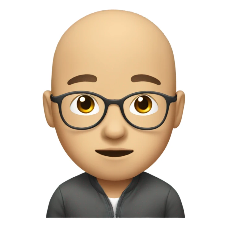 a young boy, Asian, bald, in glasses, thinking deeply sticker