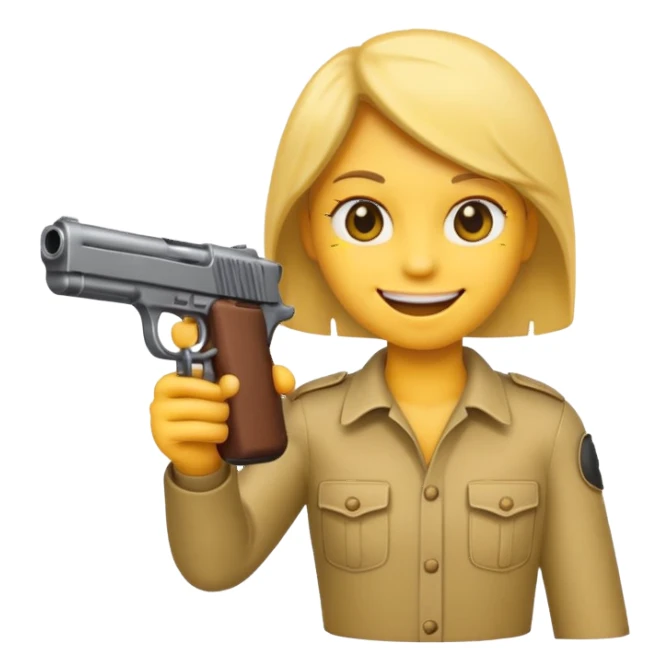 Emoji holding gun sticker