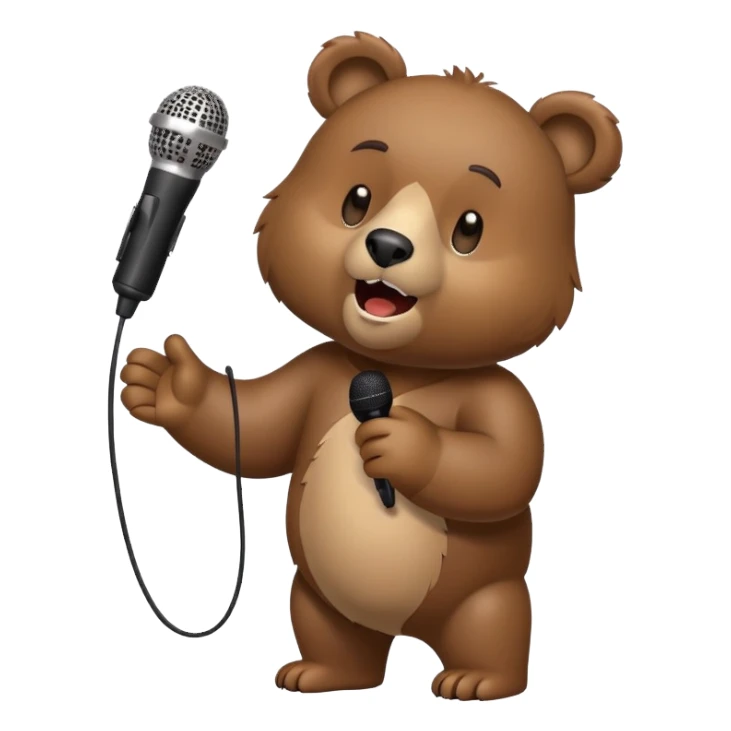 a bear that sings and holds a microphone sticker