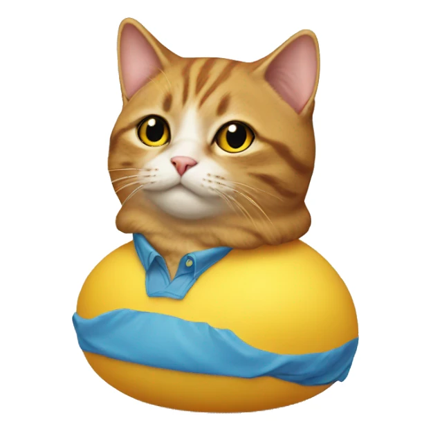 Cat wearing a rubber duck shirt sticker