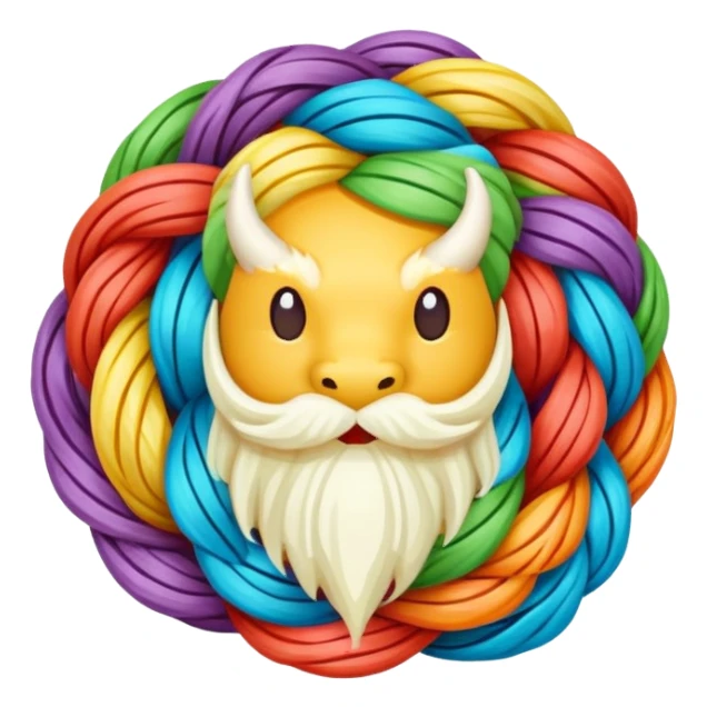 Dragon's beard candy hand-pulled sugar threads wrapped around filling, simplified emoji style with bold outlines and bright colors, cartoon style Longxu Tang sticker