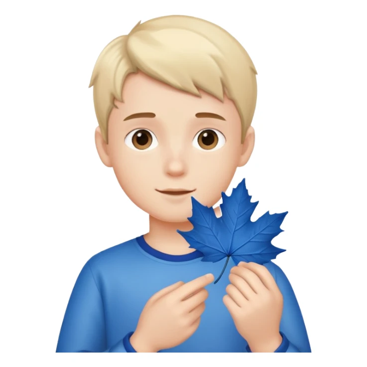 boy version of hello kitty holding a blue maple leaf sticker