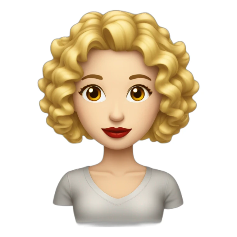 Mujer pelo largo rizado mechas rubia labios rojos sticker