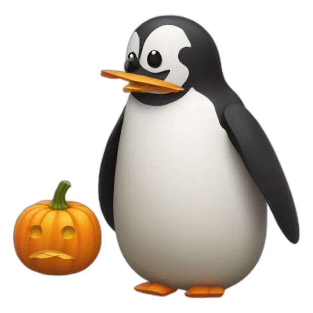 pengo with pumpkin sticker