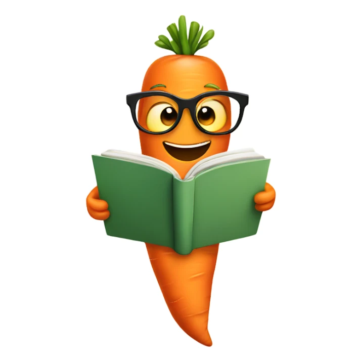 carrot reading a book with a smart look sticker