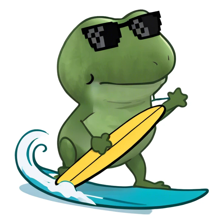 Surf wave in 3d heart sticker