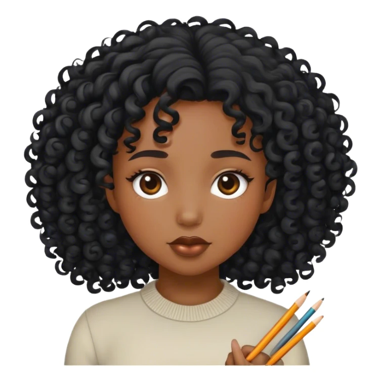 curly black  girl drawing sticker