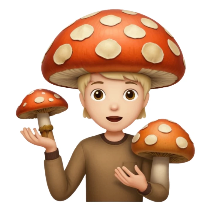 Mushroom petting a surprised human sticker