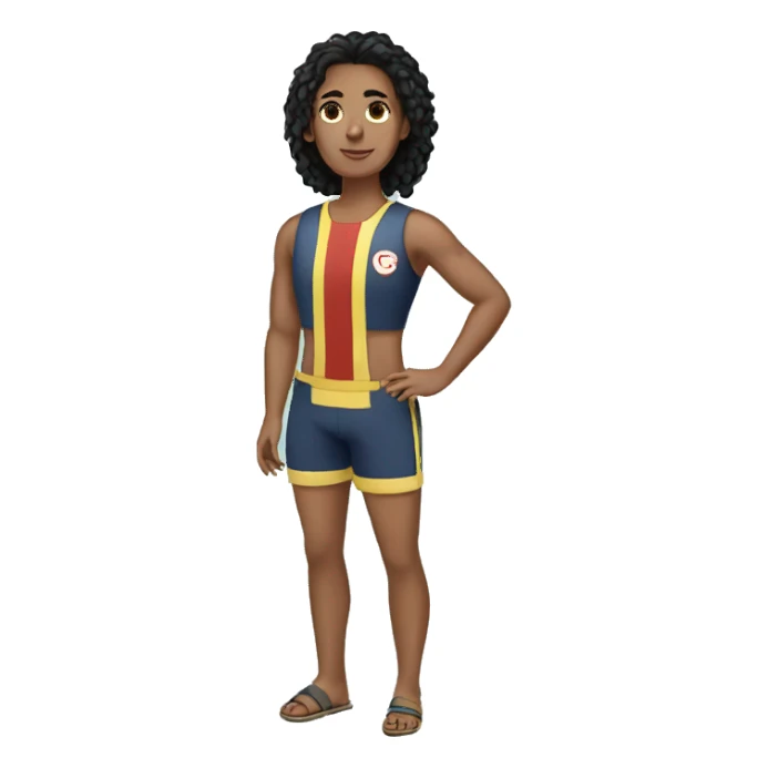 Lifeguard, non-binary, black hair sticker