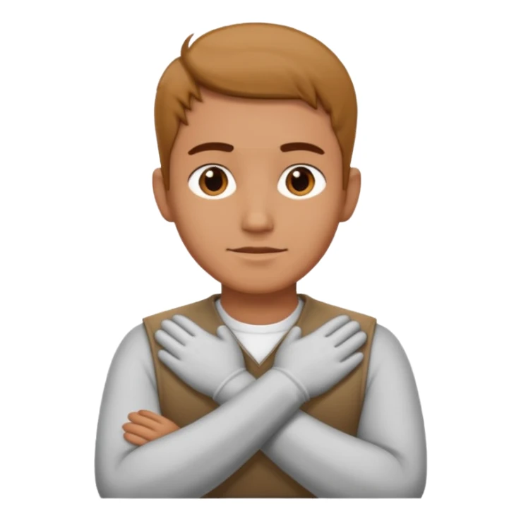 Man with hands crossed around neck sticker