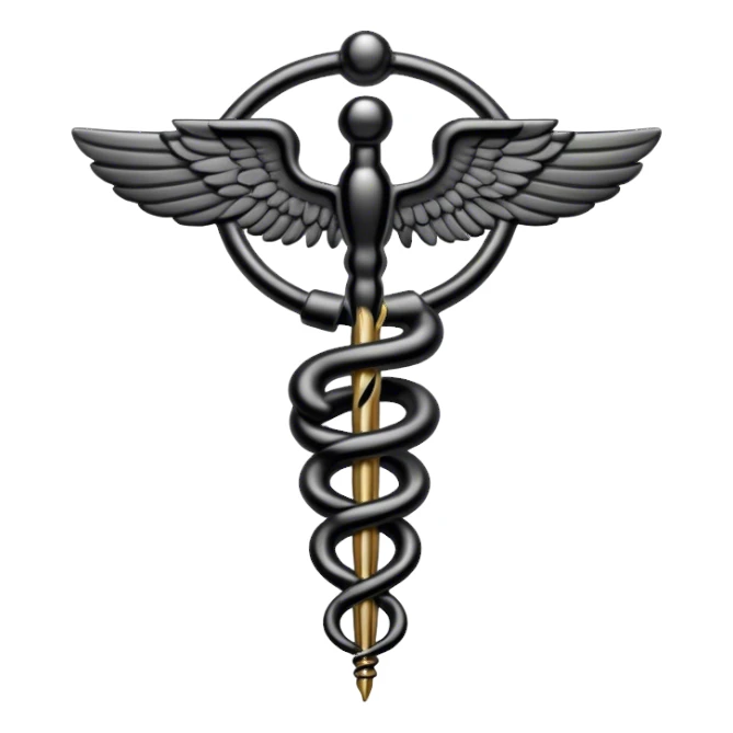 black medical symbol caduceus  sticker