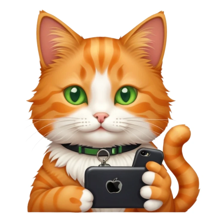 Cat with phone sticker