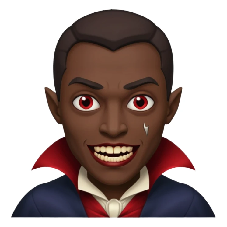 make this have vampire teeth and make him dark skinned sticker