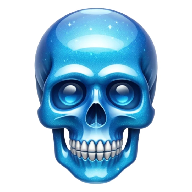 glitter azul skull crystal sticker