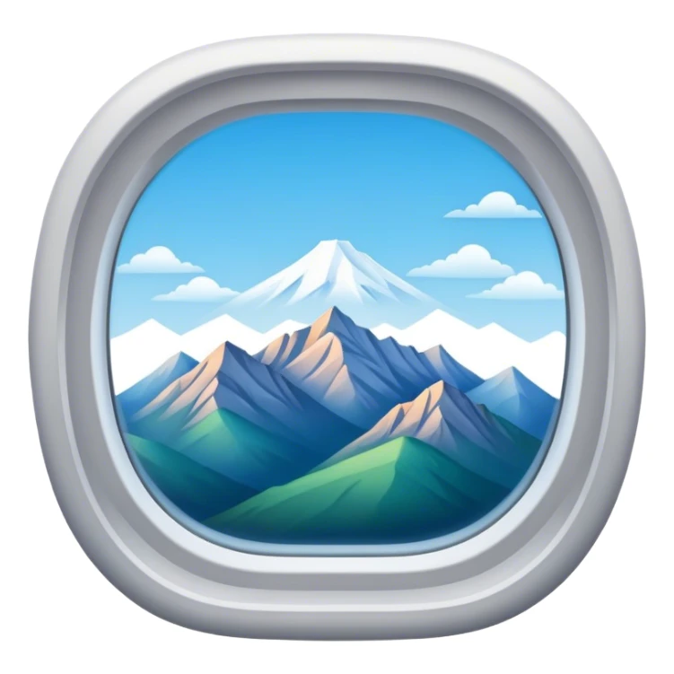 Airplane window with moutains sticker