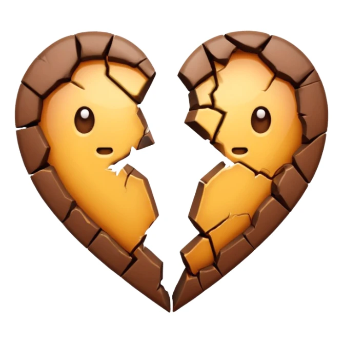 brown heart broken into two pieces sticker