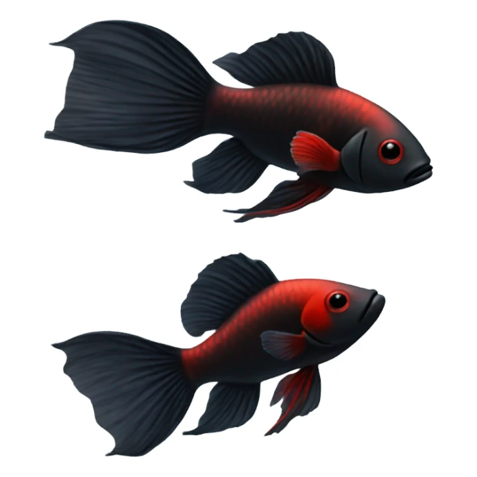 Fully Black with tiny red lines betta fish short fins sticker