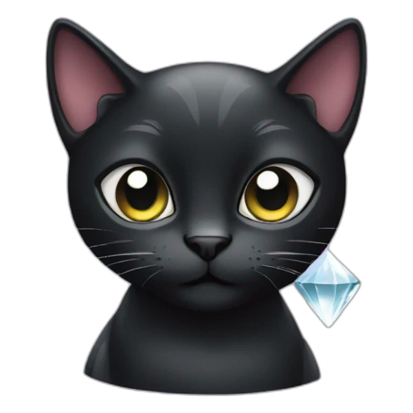 Black cat with a big diamond sticker