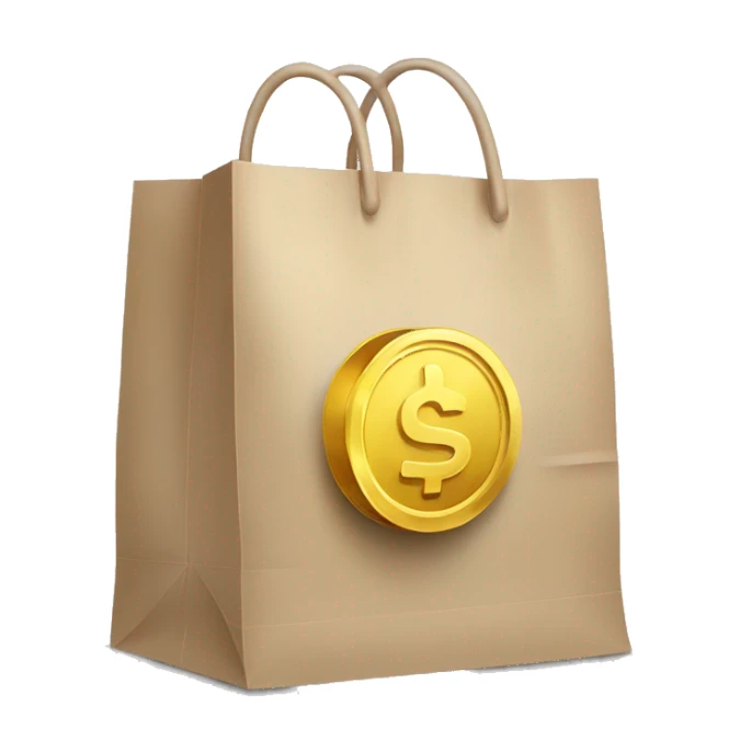shopping bag with coin sticker
