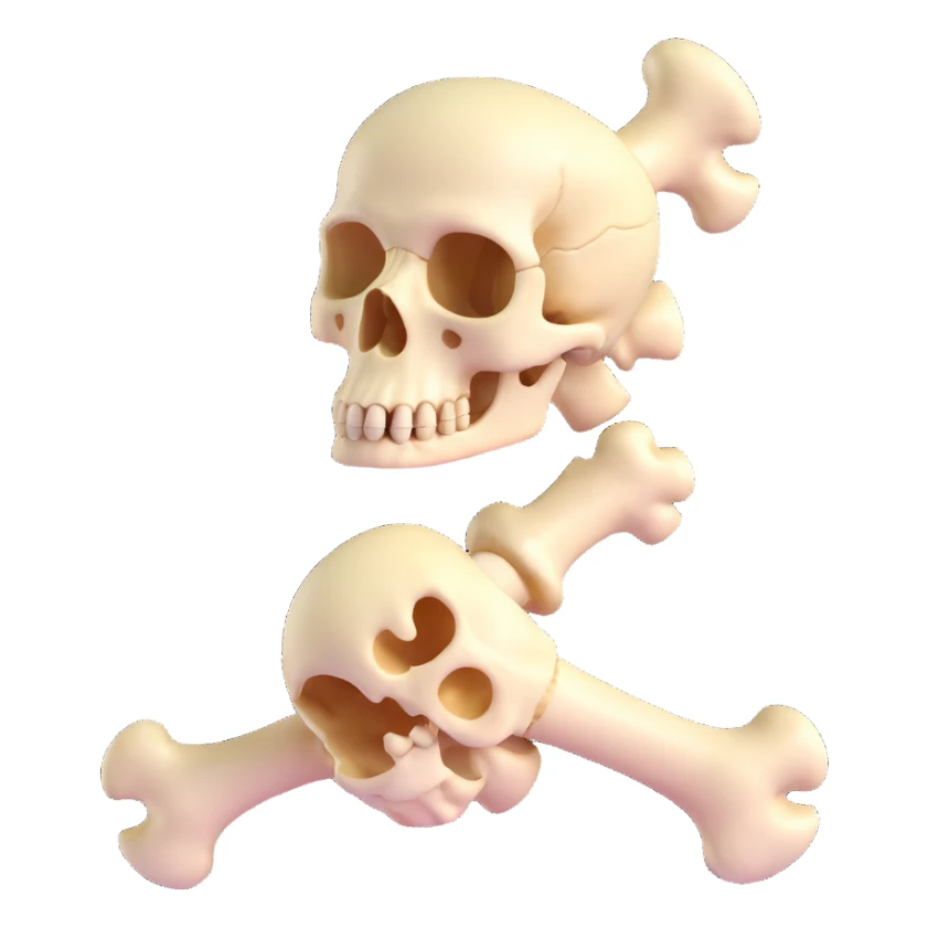 animated bone, lively and playful, 3D style sticker