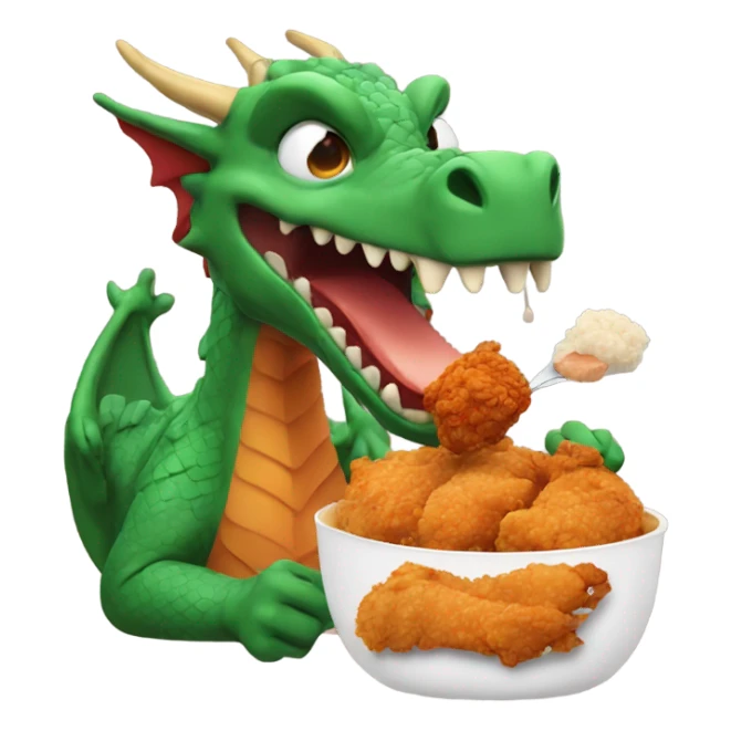 Dragon eating fried chicken sticker