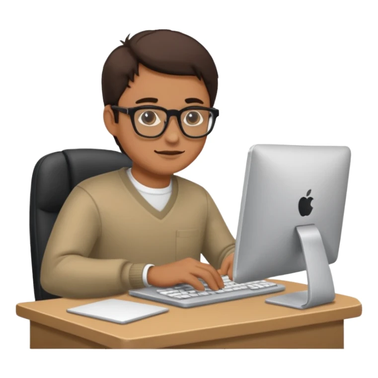 man working on his computer sticker