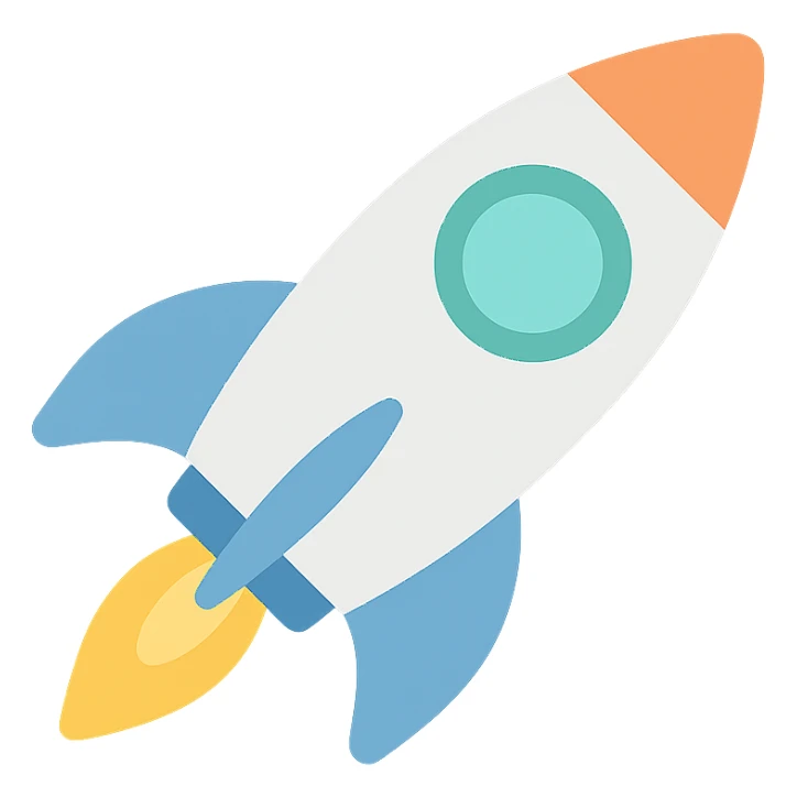 rocket ship icon with color sticker