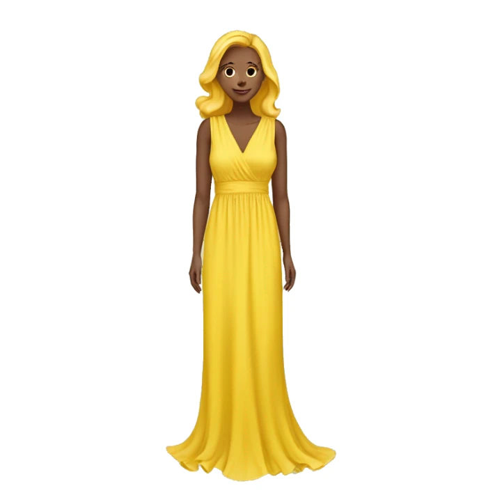 yellow chiffon maxi dress isolated   sticker
