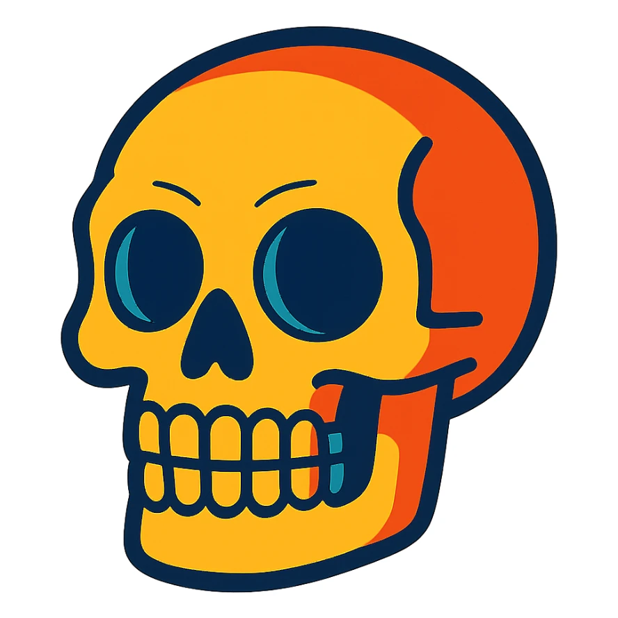 skull vibrant toon style sticker