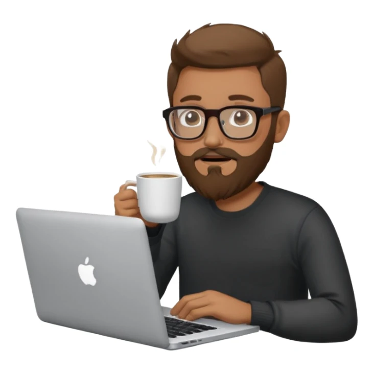 Man beard glasses MacBook coffee sticker